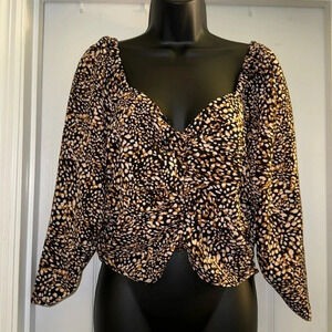 BCBGeneration Leopard Print Cropped Blouse